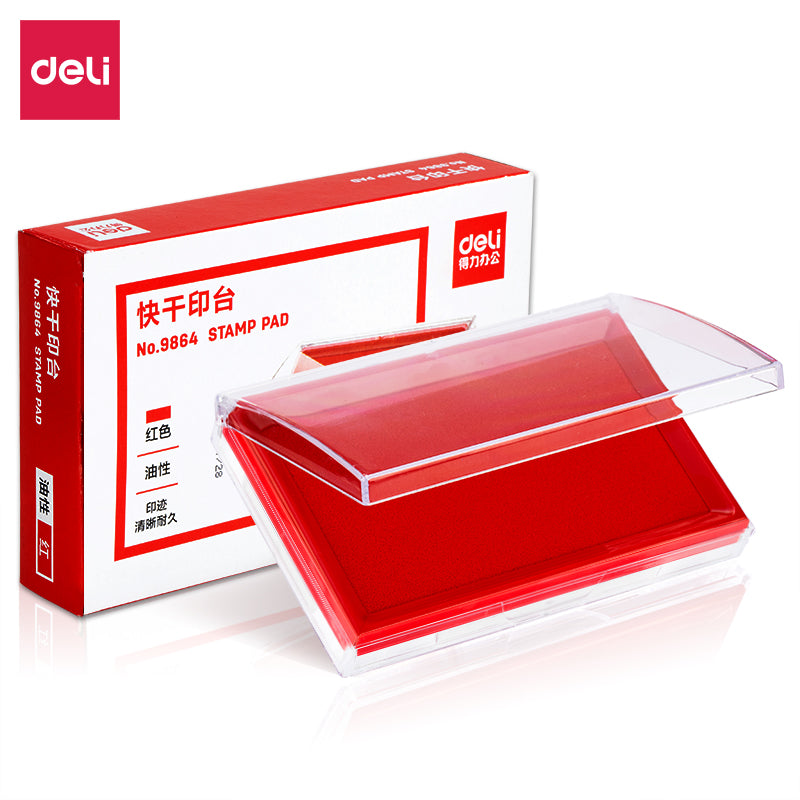 2pcs DELI Large Black Red Blue Ink Stamp Pad - 68mm x 118mm