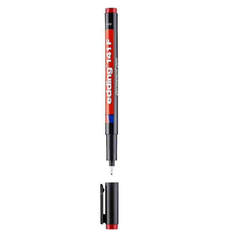 edding 141 F Permanente Marker Pen Black/Red/Blue Ink 10 Pack Red