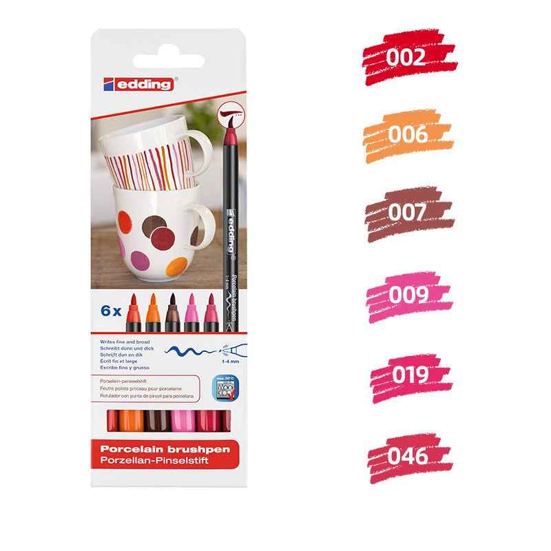 edding 4200 porcelain brush pen 6 pack for ceramic painting Warm