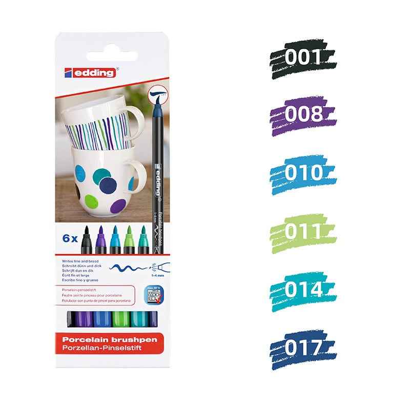 edding 4200 porcelain brush pen 6 pack for ceramic painting Cold