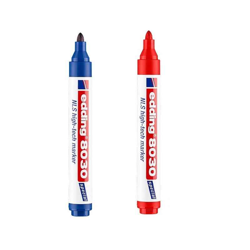 edding 8030 NLS high-tech marker low-corrosion marking ink 2 Pack Blue+Red
