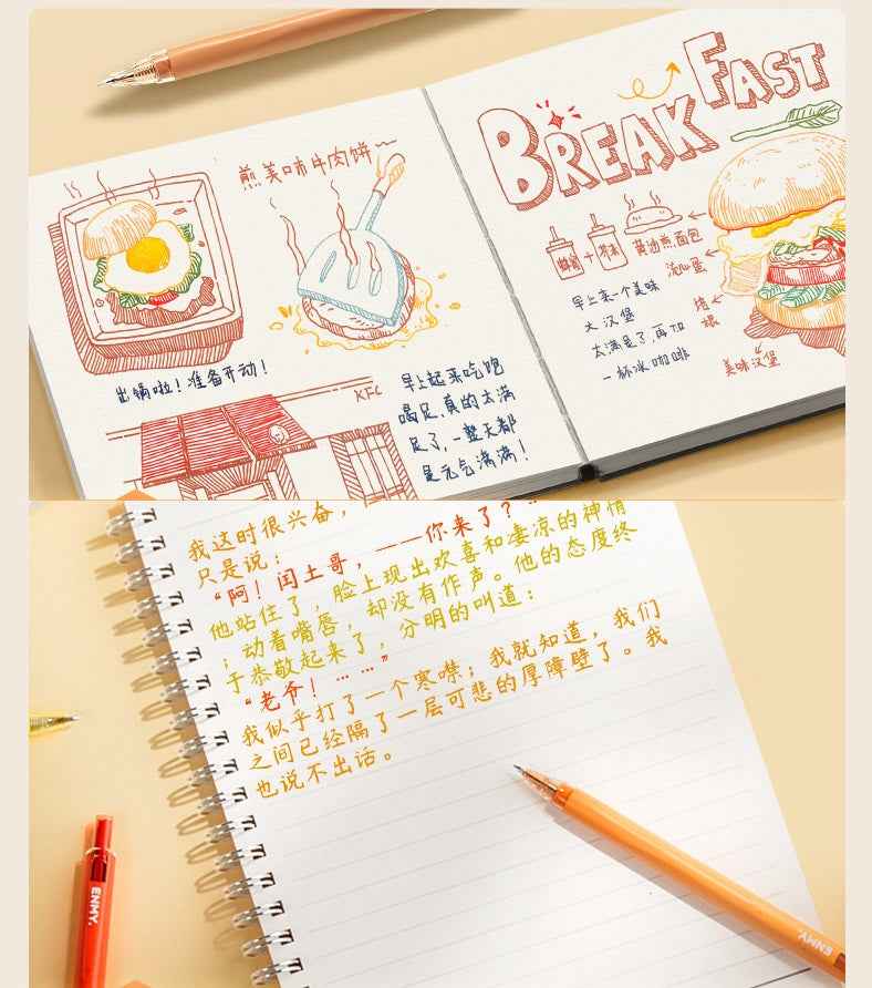 ENMY Rainbow Acrylic Ink Retractable Fineliner Pen Set – 0.7mm, 6 Colors