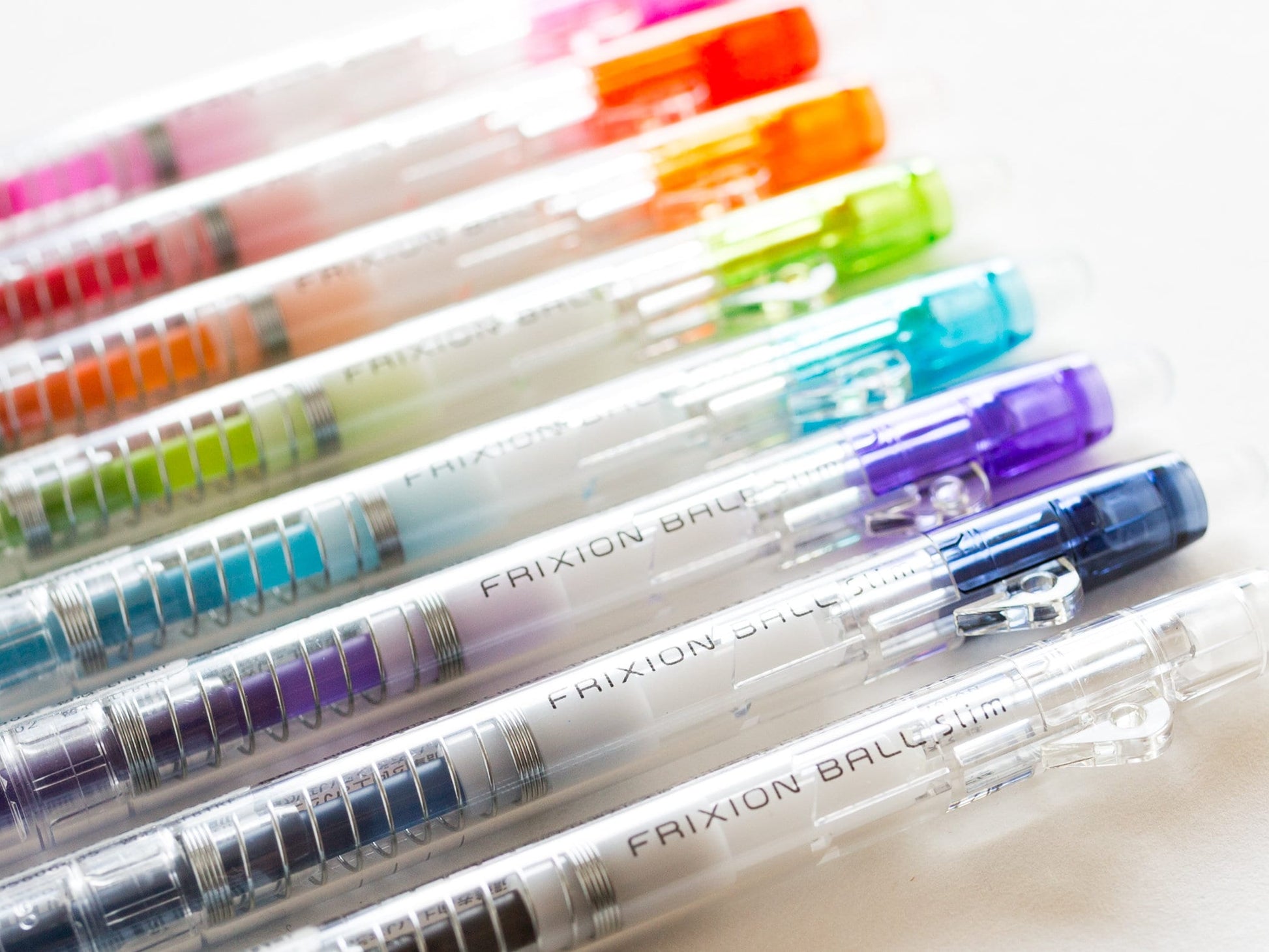 Pilot Frixion Ball Slim Erasable Gel Pen 0.38mm - CLEAR BODY - 3 Pack
