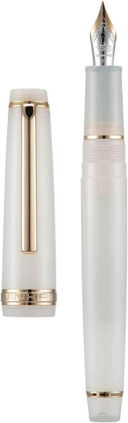 Jinhao 82 Acrylic Fountain Pen Iridium Nib Gold Silver Trim White Gold Trim