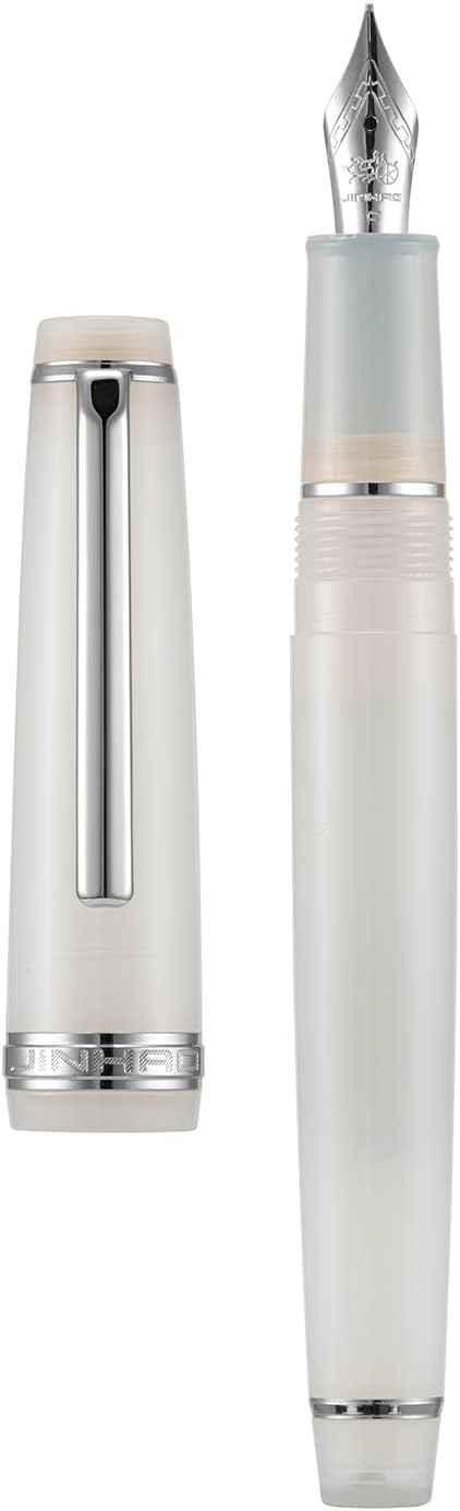 Jinhao 82 Acrylic Fountain Pen Iridium Nib Gold Silver Trim White Silver Trim)