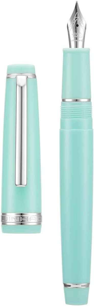 Jinhao 82 Acrylic Fountain Pen Iridium Nib Gold Silver Trim Light Green Silver Trim)