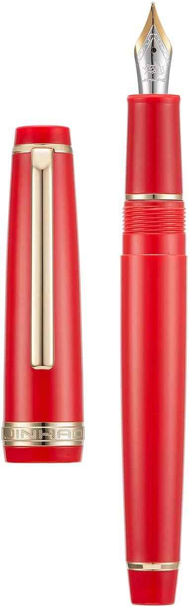 Jinhao 82 Acrylic Fountain Pen Iridium Nib Gold Silver Trim Red Gold Trim