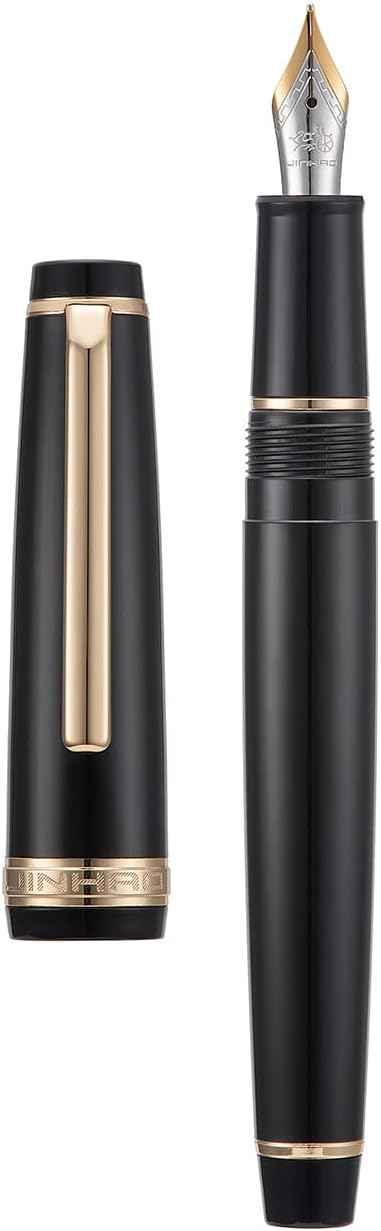 Jinhao 82 Acrylic Fountain Pen Iridium Nib Gold Silver Trim Black Gold Trim