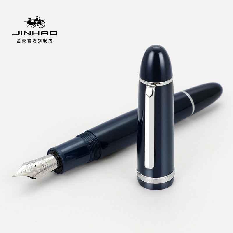 Jinhao X159 Acrylic Fountain Pen Dark Blue Silver Trim