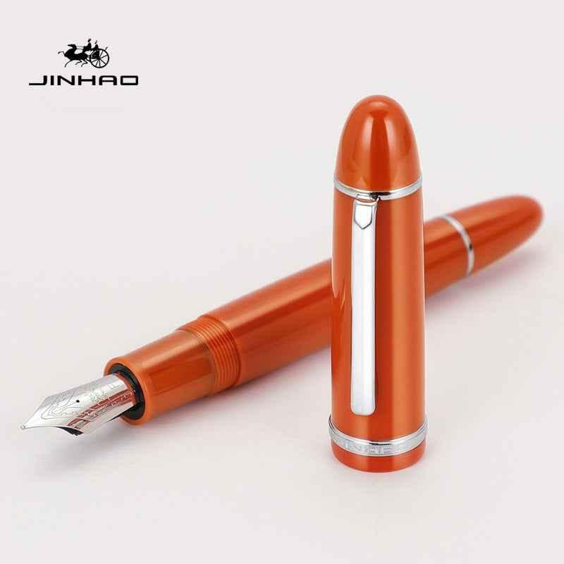 Jinhao X159 Acrylic Fountain Pen Orange Silver Trim