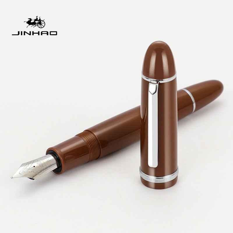 Jinhao X159 Acrylic Fountain Pen Brown Silver Trim