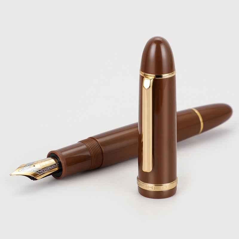 Jinhao X159 Acrylic Fountain Pen Brown Gold Trim