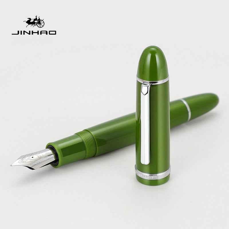Jinhao X159 Acrylic Fountain Pen Green Silver Trim