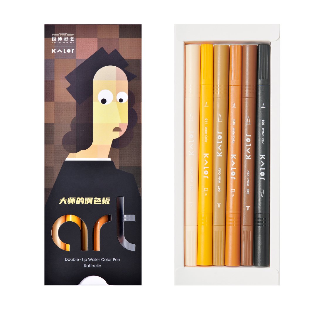 Kalor Watercolor Dual Tip Brush Pens 6 Pack Raffaello