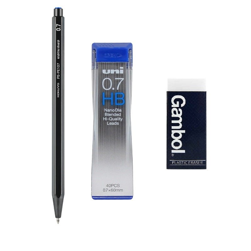 KOKUYO Enpitsu Sharp Mechanical Pencil with Leads and Eraser Black 0.7mm