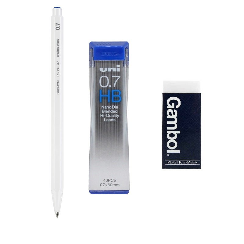 KOKUYO Enpitsu Sharp Mechanical Pencil with Leads and Eraser White 0.7mm