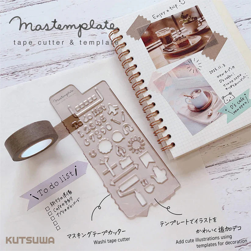 Kutsuwa Mastemplate Washi Tape Cutter &amp; Stencil