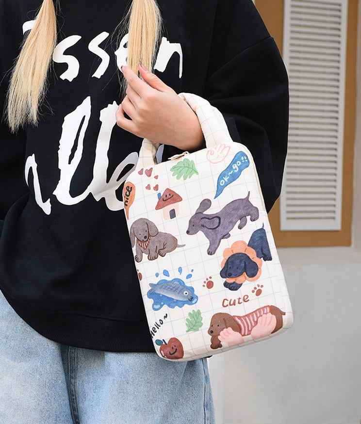 Beige Animal-Themed Laptop Sleeve 14 inch 2-Piece Set