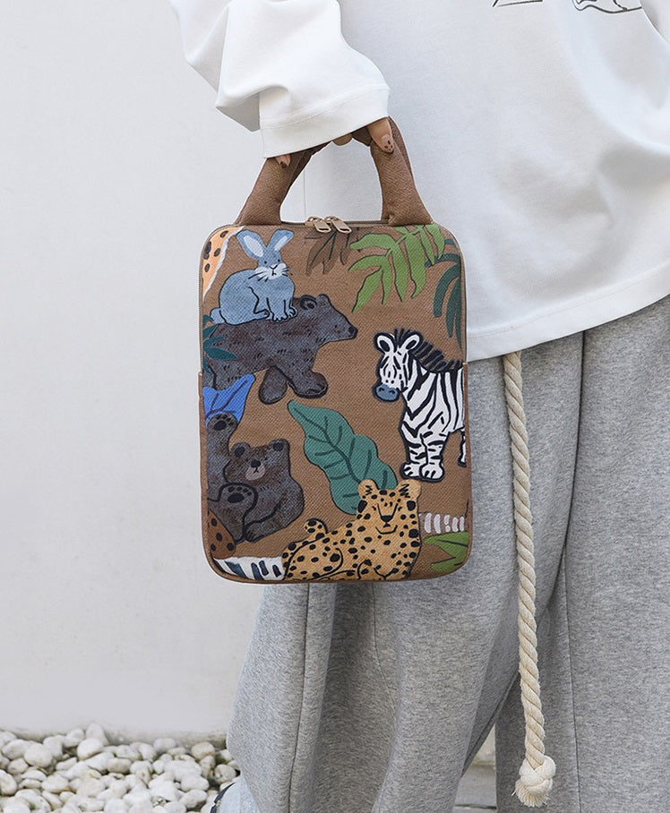 Brown Animal-Themed Laptop Sleeve 14 inch 2-Piece Set