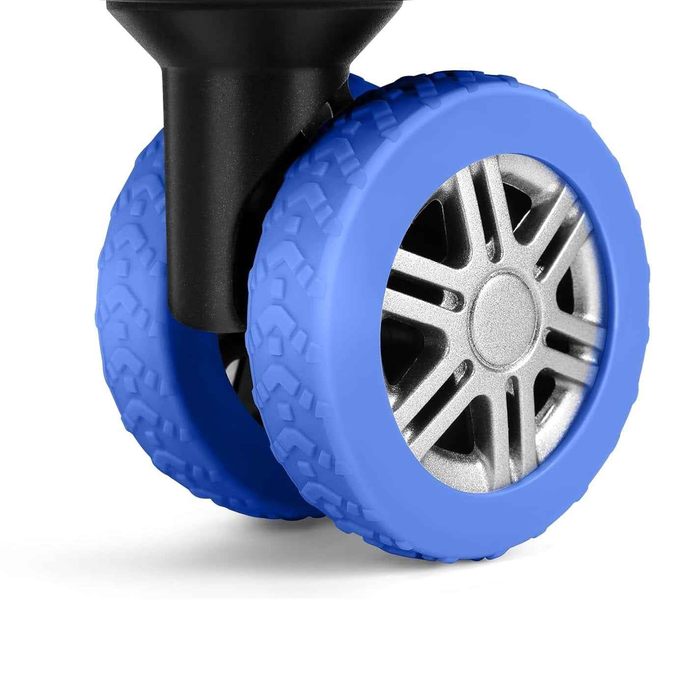 Silicone Suitcase Luggage Wheel Covers Protectors 8 Pack Blue