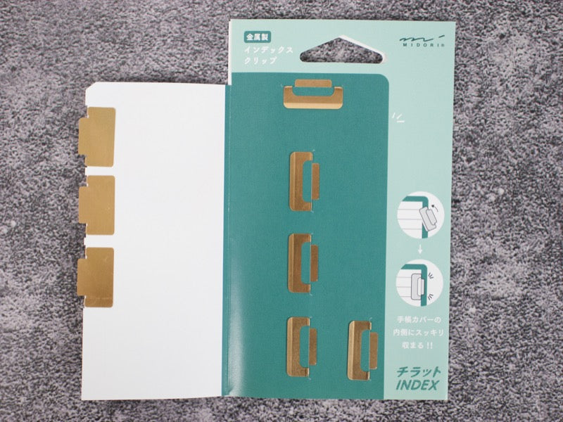 Midori Copper Silver Index Clips 8 Pieces Copper