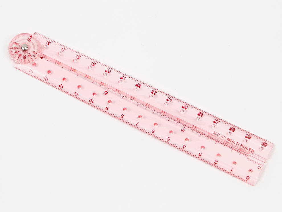 Midori Multi Ruler 30cm 11.8 inches Transparent Pink