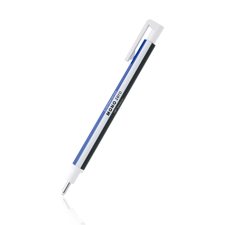 Tombow Mono Zero Pen-Style Eraser Set (Round Rectangle Tip & 4 Refills) Silver