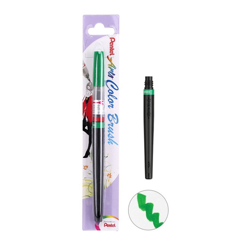 Pentel Art Color Brush Pen with Ink Refill Green