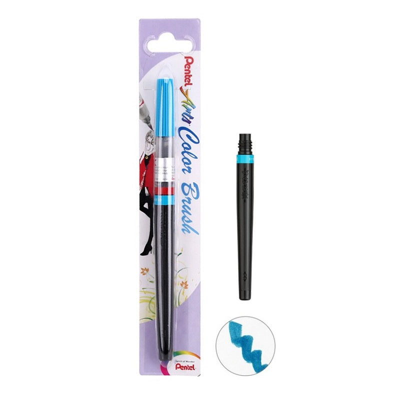 Pentel Art Color Brush Pen with Ink Refill Sky Blue