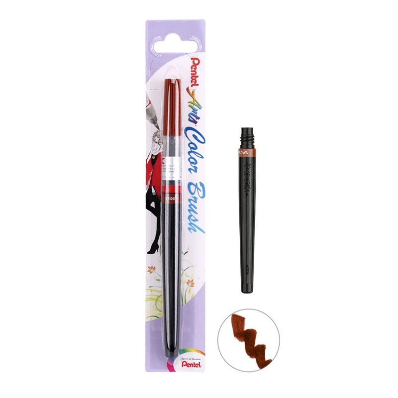 Pentel Art Color Brush Pen with Ink Refill Brown