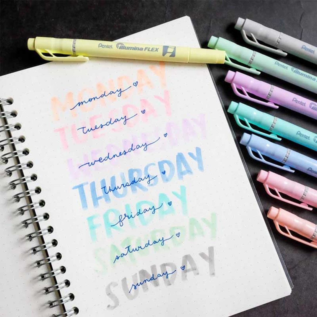 Pentel Dual Tip Highlighter Pastel Illumina Flex (Pack of 2) Yellow