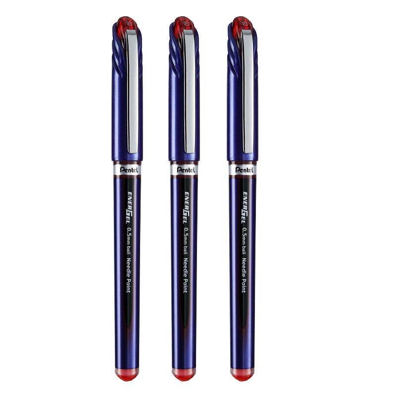 Pentel EnerGel Gel Ink Pen 0.5mm Fine Point Needle Tip,3 Pack Red