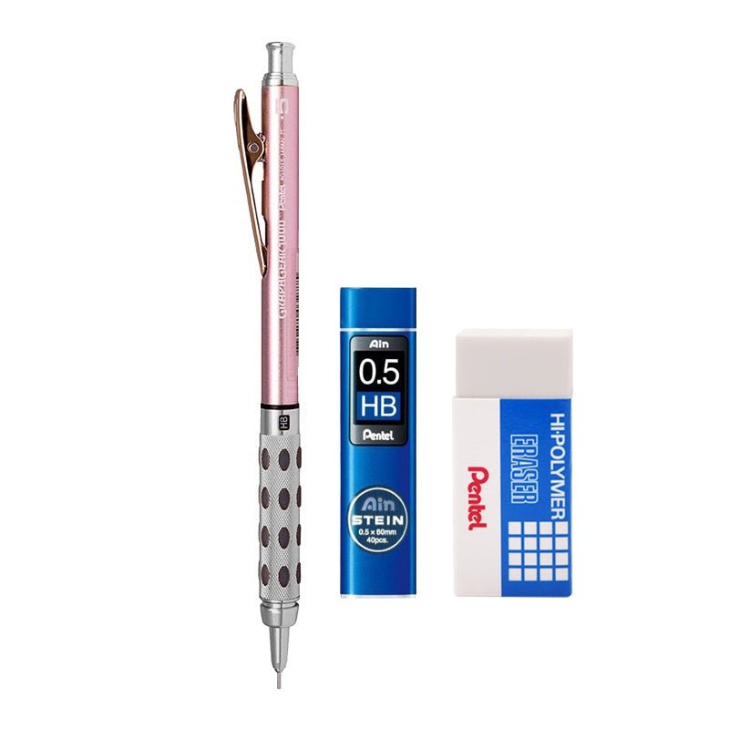 Pentel Graphgear 1000 MechanIcal Pencil Set with Leads Eraser 0.5mm Pink