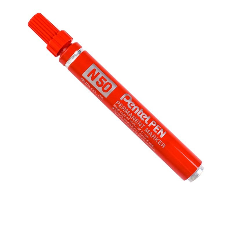 Pentel N50 Permanent Marker Pen Bullet Tip 4 Pack 4 Red
