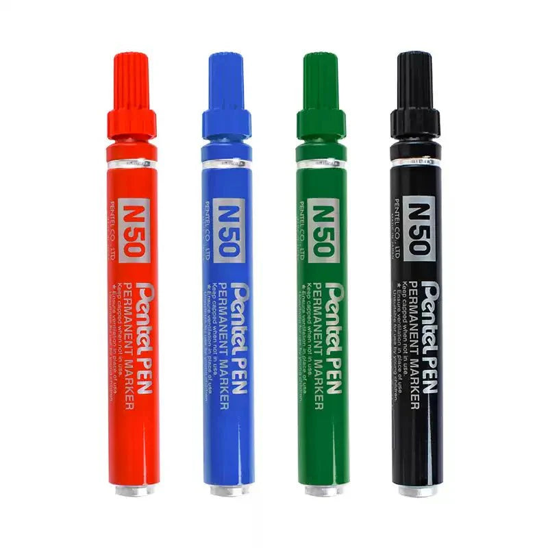 Pentel N50 Permanent Marker Pen Bullet Tip 4 Pack 4 Mixed Colors