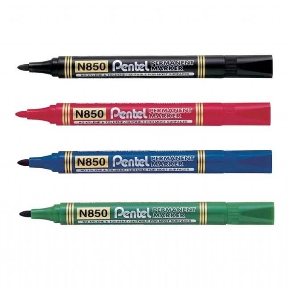Pentel N850 Permanent Markers Bullet Point 4 Pack 4 Mixed Colors