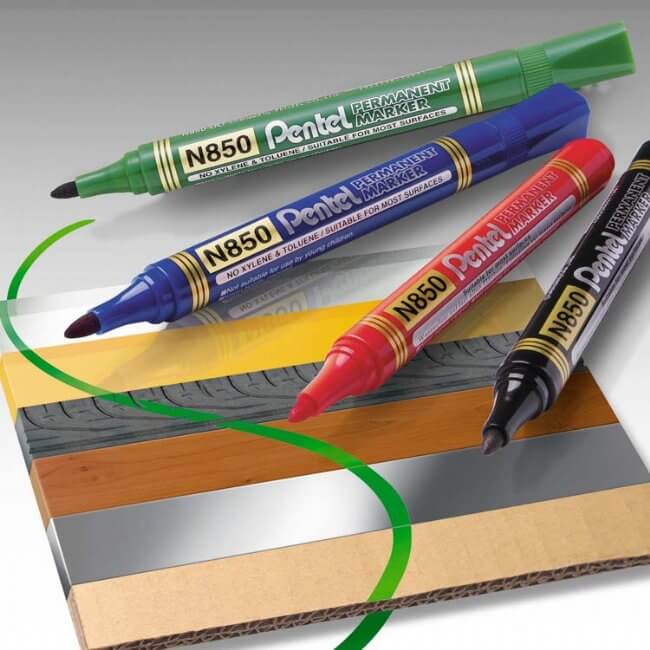 Pentel N850 Permanent Markers Bullet Point 4 Pack