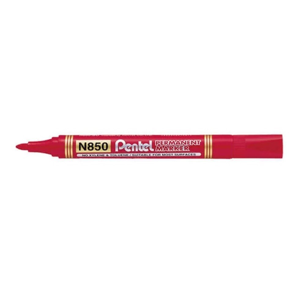 Pentel N850 Permanent Markers Bullet Point 4 Pack 4 Red