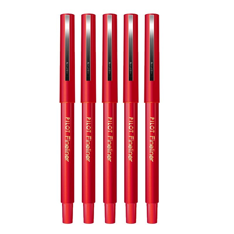 PILOT Fineliner Marker Pens,0.4mm Fine Point,Black/Blue/Red Ink,5-Pack 5 Red