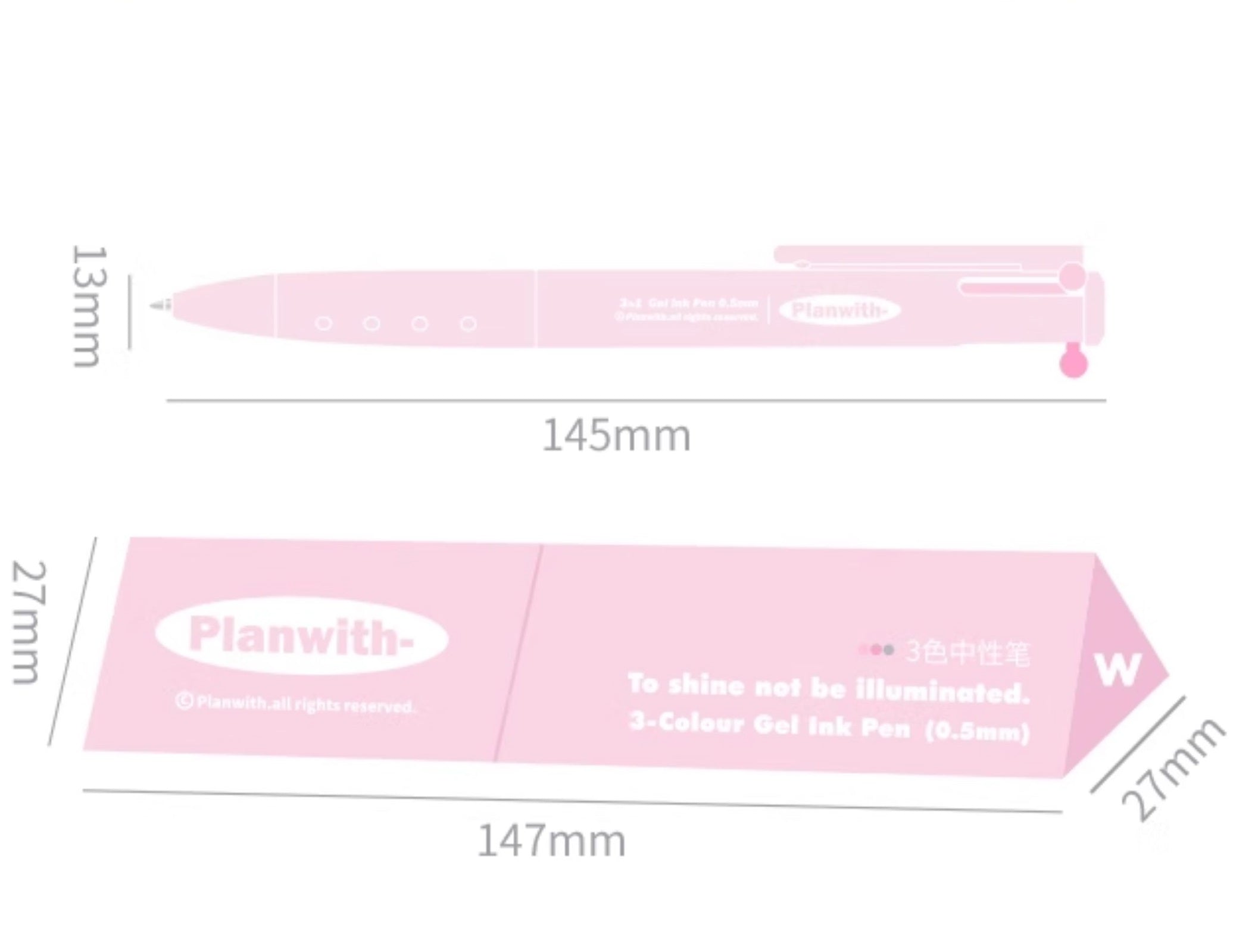 Planwith Triple-Color Gel Ink Clicker Pen 0.5MM