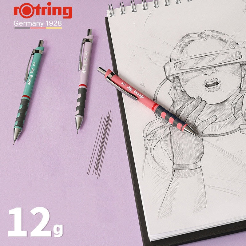 rOtring Tikky Mechanical Pencil Complete Set – 0.5mm Pencil + B20 Erasers + 0.5mm Lead Refills + 4-Piece Ruler Set