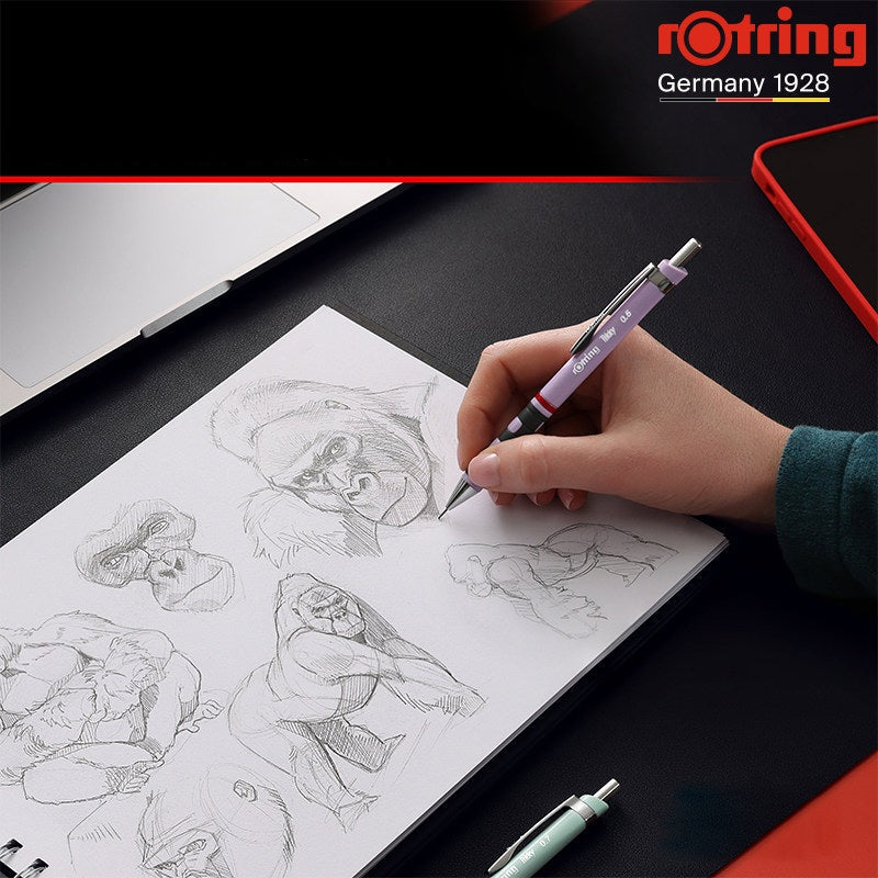 rOtring Tikky Mechanical Pencil Complete Set – 0.5mm Pencil + B20 Erasers + 0.5mm Lead Refills + 4-Piece Ruler Set