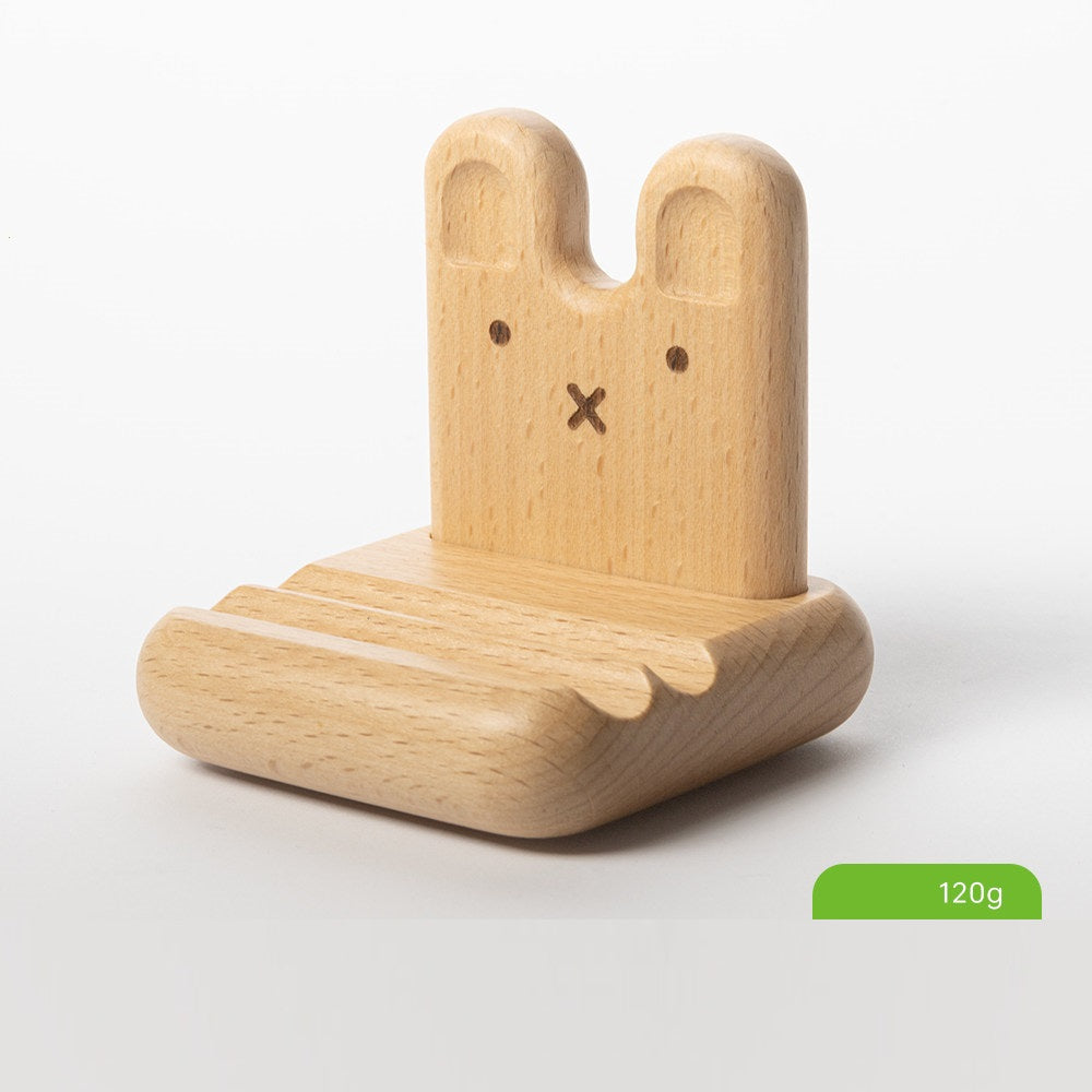 Cute Cartoon Bunny Solid Beechwood Phone Stand | Wooden Desktop Holder