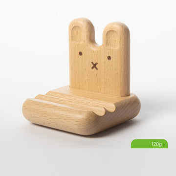 Cute Cartoon Bunny Solid Beechwood Phone Stand | Wooden Desktop Holder
