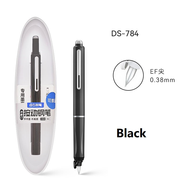 Retractable Fountain Pen 0.38mm Extra Fine Nib Black