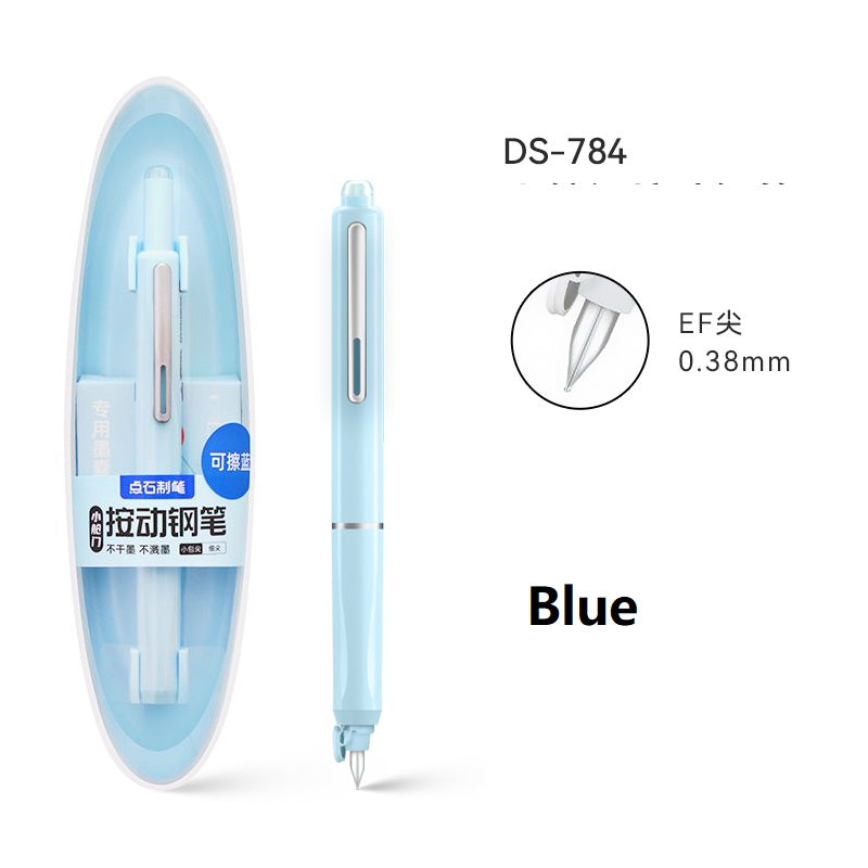 Retractable Fountain Pen 0.38mm Extra Fine Nib Blue