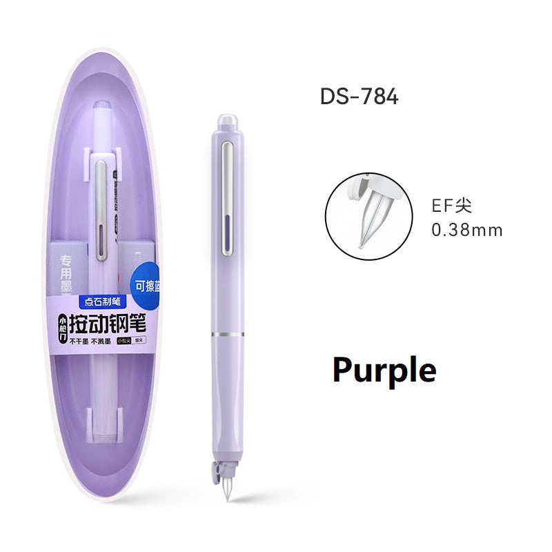 Retractable Fountain Pen 0.38mm Extra Fine Nib Purple