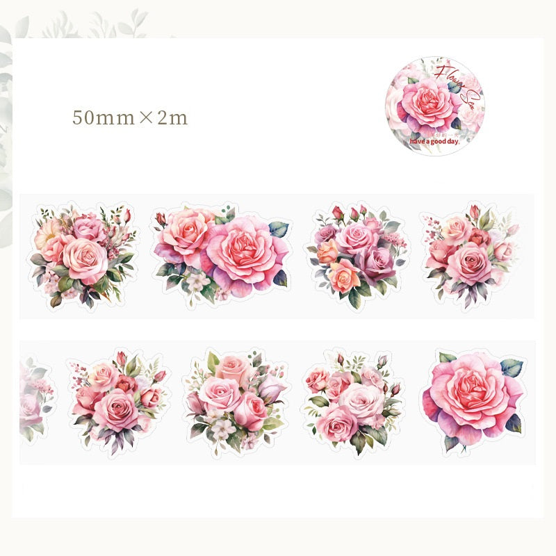 8PCS Sunflower & Rose Floral PET Washi Tape Set for Journaling DIY