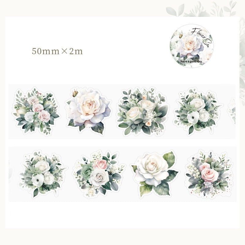 8PCS Sunflower & Rose Floral PET Washi Tape Set for Journaling DIY