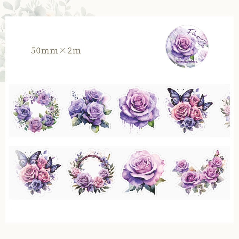 8PCS Sunflower & Rose Floral PET Washi Tape Set for Journaling DIY